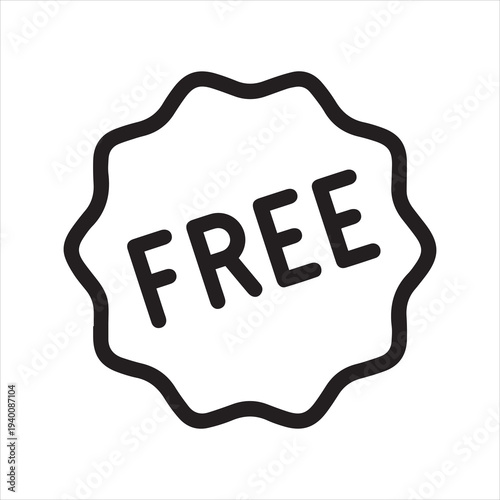 Free line icon. Gift or present for purchase. Label for services, online stores, markets. Sign, promo offer, e-commerce