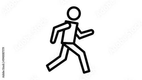 A stick figure illustration of a person running quickly across a plain background wqe 456