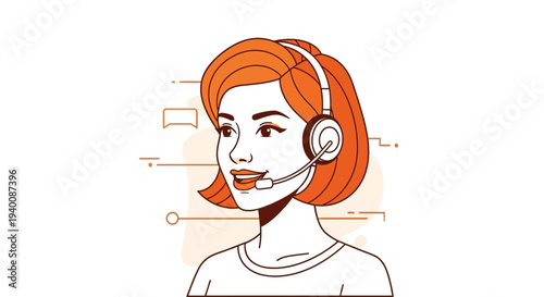 Customer service operator with headset, communication, support, and consultation concept