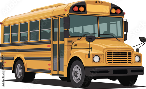 Yellow school bus isolated on white background representing transportation for students and school travel