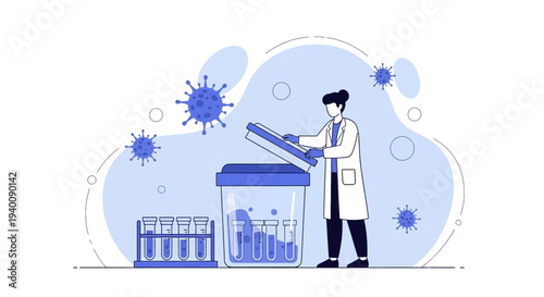 Scientist in Lab Coat Analyzing Coronavirus Samples in Test Tubes