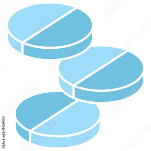 Three pills drugs medicine flat illustration