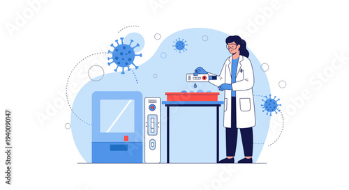 Scientist in Lab Coat Analyzing Coronavirus Sample in Research Laboratory