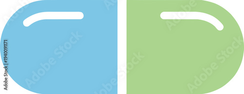 Modern pill icon with blue and green halves on gradient background