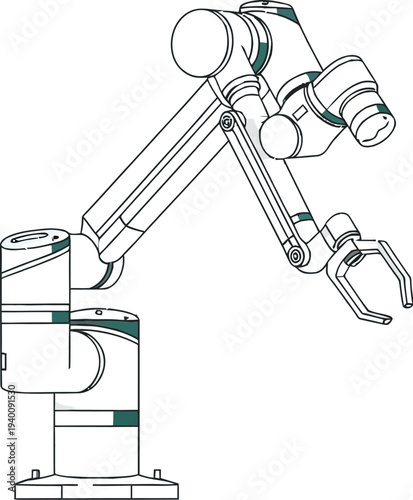 Modern industrial robotic arm in sleek design for manufacturing