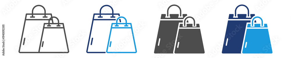 Fototapeta premium shopping bag icon set multiple style