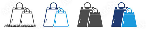 shopping bag icon set multiple style