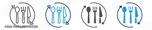 reusable cutlery icon set multiple style