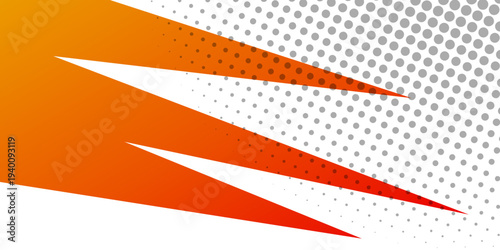 orange-yellow background divided by diagonal. Vector illustration Background into two colors with halftone dots.