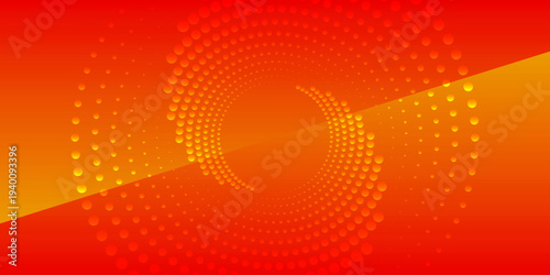 orange-yellow background divided by diagonal. Vector illustration Background into two colors with halftone dots.