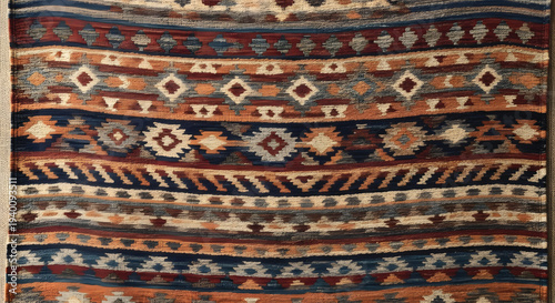 Boho aztec tapestry pattern, geometric tribal design, rustic textile background