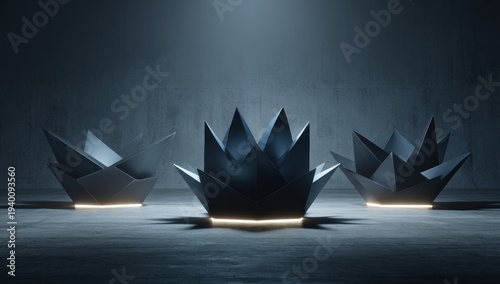Three Paper Boats on Dark Water.