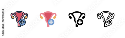 gynecology icon. uterus care service. women health. m various style icon design vector illustration