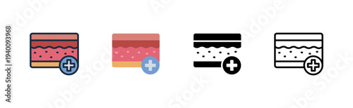 dermatology icon. skin layer analysis. rash treatment various style icon design vector illustration