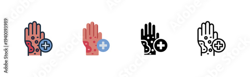 allergy icon. skin reaction symptom. Hand eczema. med various style icon design vector illustration
