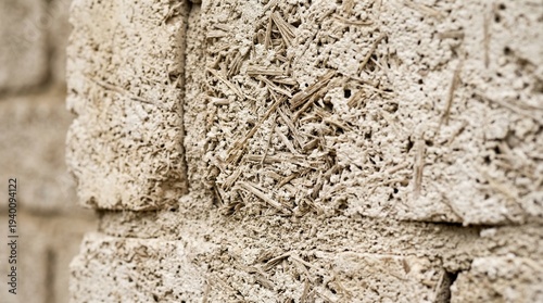 Texture Close-up of Sustainable Hempcrete (Hemp-Lime) Building Blocks