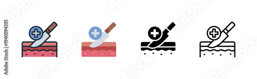 surgery icon. scalpel incision care. operation treatm various style icon design vector illustration