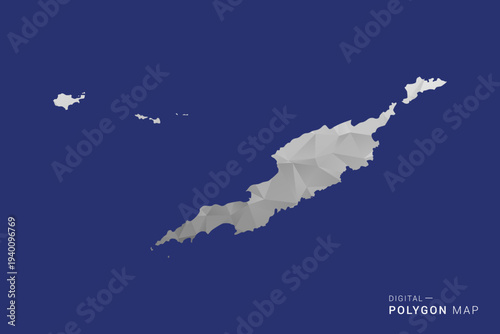 Anguilla Map - Polygon White and Black map Style Vector Illustration, Low Poly Geometric Design, Isolated on blue Background.