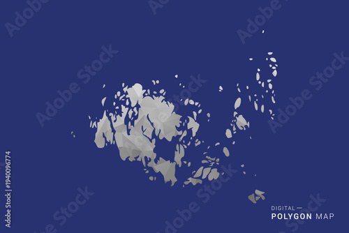 Aland Islands Map - Polygon White and Black map Style Vector Illustration, Low Poly Geometric Design, Isolated on blue Background.
