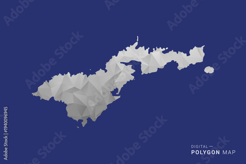 American Samoa Map - Polygon White and Black map Style Vector Illustration, Low Poly Geometric Design, Isolated on blue Background.