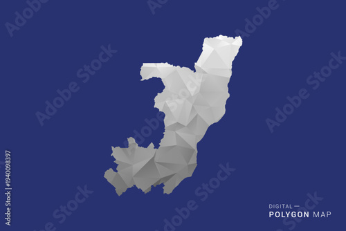 Congo Map - Polygon White and Black map Style Vector Illustration, Low Poly Geometric Design, Isolated on blue Background.