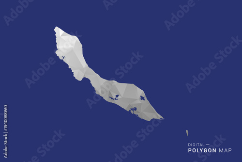 curacao Map - Polygon White and Black map Style Vector Illustration, Low Poly Geometric Design, Isolated on blue Background.
