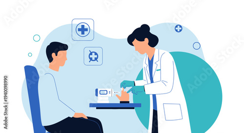 Doctor giving vaccination to patient in clinic, medical checkup, healthcare concept