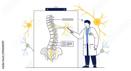 Doctor Explains Spinal Cord Anatomy and Nervous System on Whiteboard