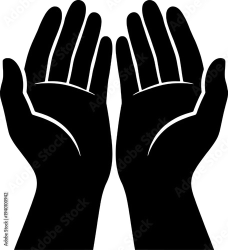 Black silhouette of two hands cupped together