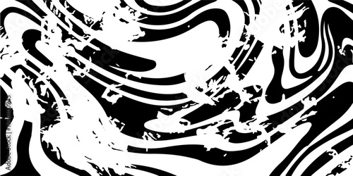 Monochrome abstract pattern featuring flowing wavy stripes and grunge splashes, ideal for posters, banners, and creative design layouts.