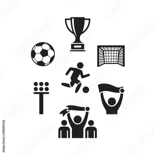 Black silhouette football championship soccer trophy