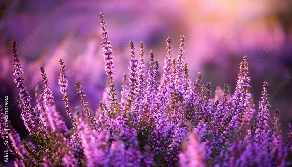 Obraz premium Vibrant Purple Heather Blooms In Soft Focus Macro Photography