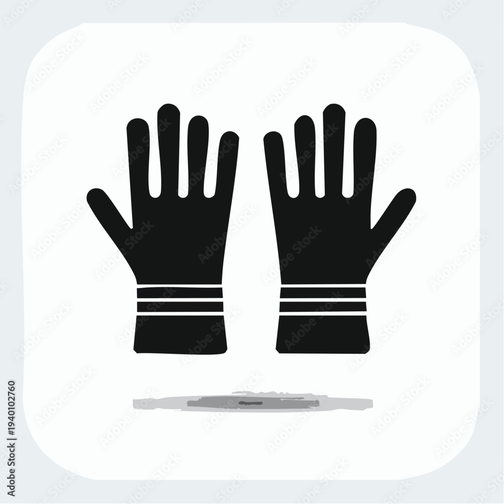 Obraz premium Illustration of a pair of black gloves with white stripes on the cuffs, symbolizing protection and safety