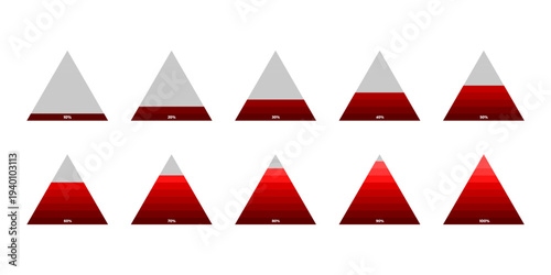 Vector triangle diagram 10%-100%, with transparent background.
