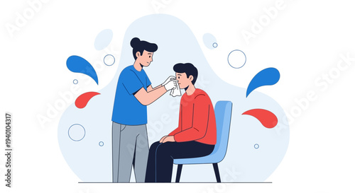 Medical professional performs nasal swab test on a patient, COVID-19 testing concept