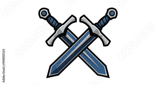 Crossed Swords Illustration - Medieval Weaponry and Symbol