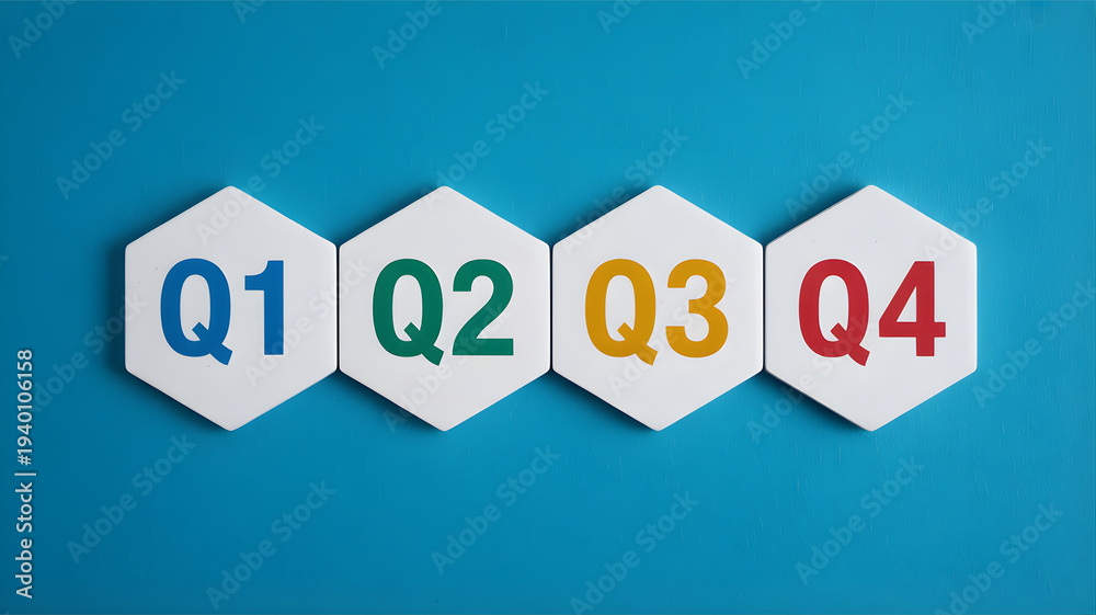 Fototapeta premium Quarterly Business Review Visualizing Q1, Q2, Q3, and Q4 Progress