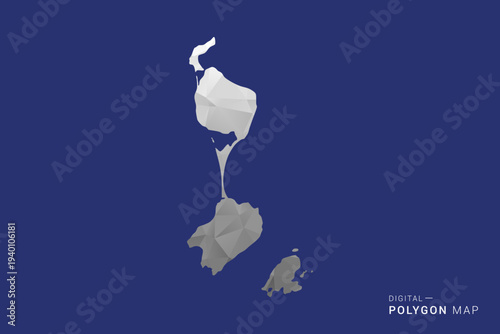 Saint Pierre and Miquelon Map - Polygon White and Black map Style Vector Illustration, Low Poly Geometric Design, Isolated on blue Background.