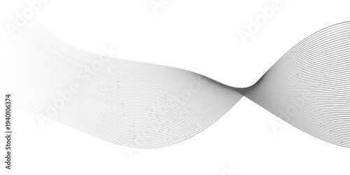 Modern abstract line art background featuring twisted flowing waves and thin dark stripes on white for technology concept
