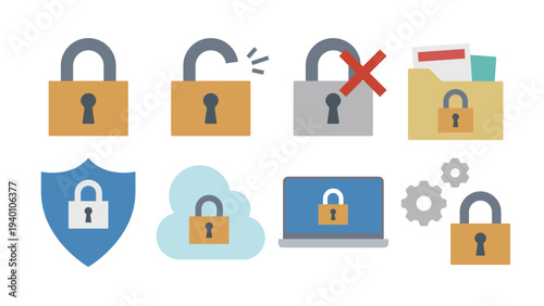 Cybersecurity Image Padlock Icon Set