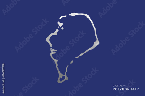 Tuvalu Map - Polygon White and Black map Style Vector Illustration, Low Poly Geometric Design, Isolated on blue Background.