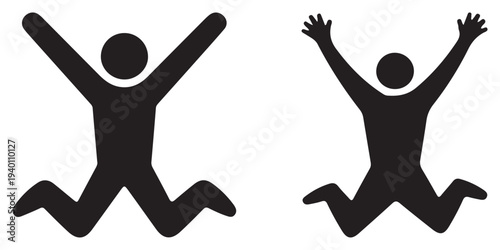 "Jumping Figures Icon – Abstract Celebration Symbol"