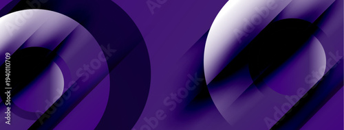 Abstract purple design features overlapping circles, creating dynamic visual effect. Smooth gradients enhance depth, modern aesthetic.