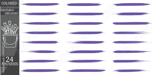 Set of 24 colored paintbrushes vector illustration