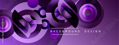 Abstract purple design features overlapping circles, creating dynamic visual texture. Modern, sleek aesthetic suitable for backgrounds.