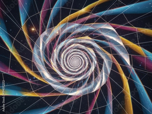 Colorful abstract fractal background with glowing lines