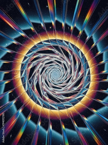 Colorful abstract fractal background with glowing lines