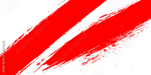 Red grunge rubber stamp illustration with a flag design featuring artistic ink splatters and a dirty paint texture on a vector spray splash pattern
