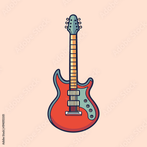 Stylized electric guitar illustration against pastel background with a whimsical vibe