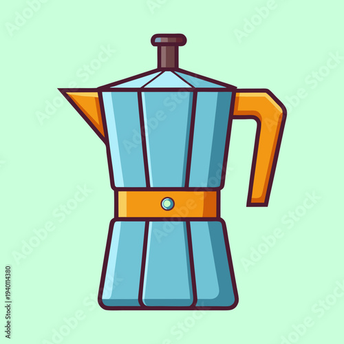 Stylized illustration of an Italian Moka pot for brewing delicious coffee
